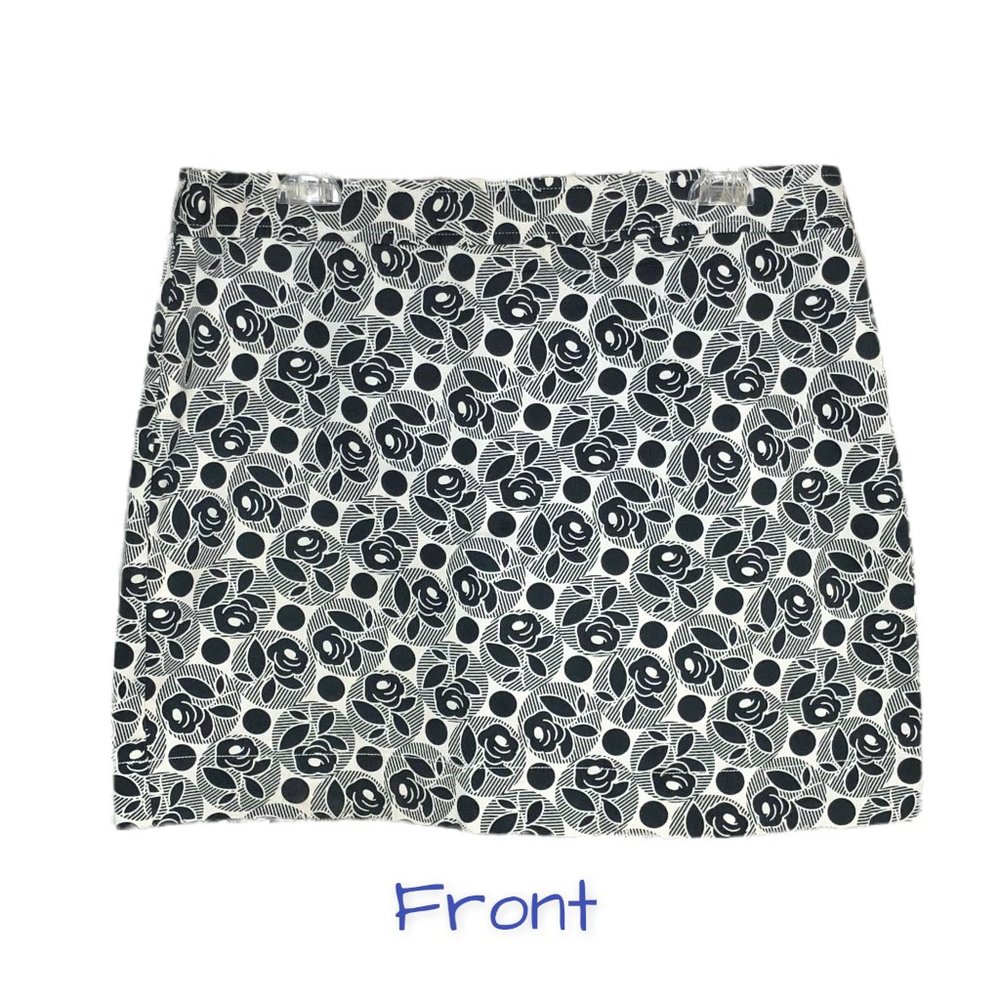 Ann Taylor Loft Petites Black & White Rose Floral Print Skirt